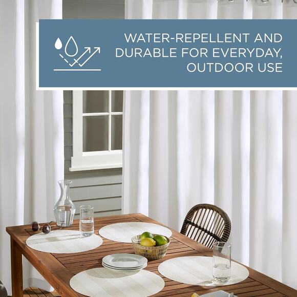 TOWN and COUNTRY BASICS Cabana Solid Heavyweight Indoor Out Curtains White - Picture 6 of 10